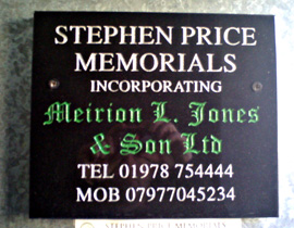 Stephen Price memorials door sign